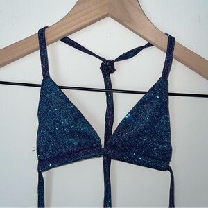 Sparkle Triangle Bikini Top - Shimmer Navy Blue